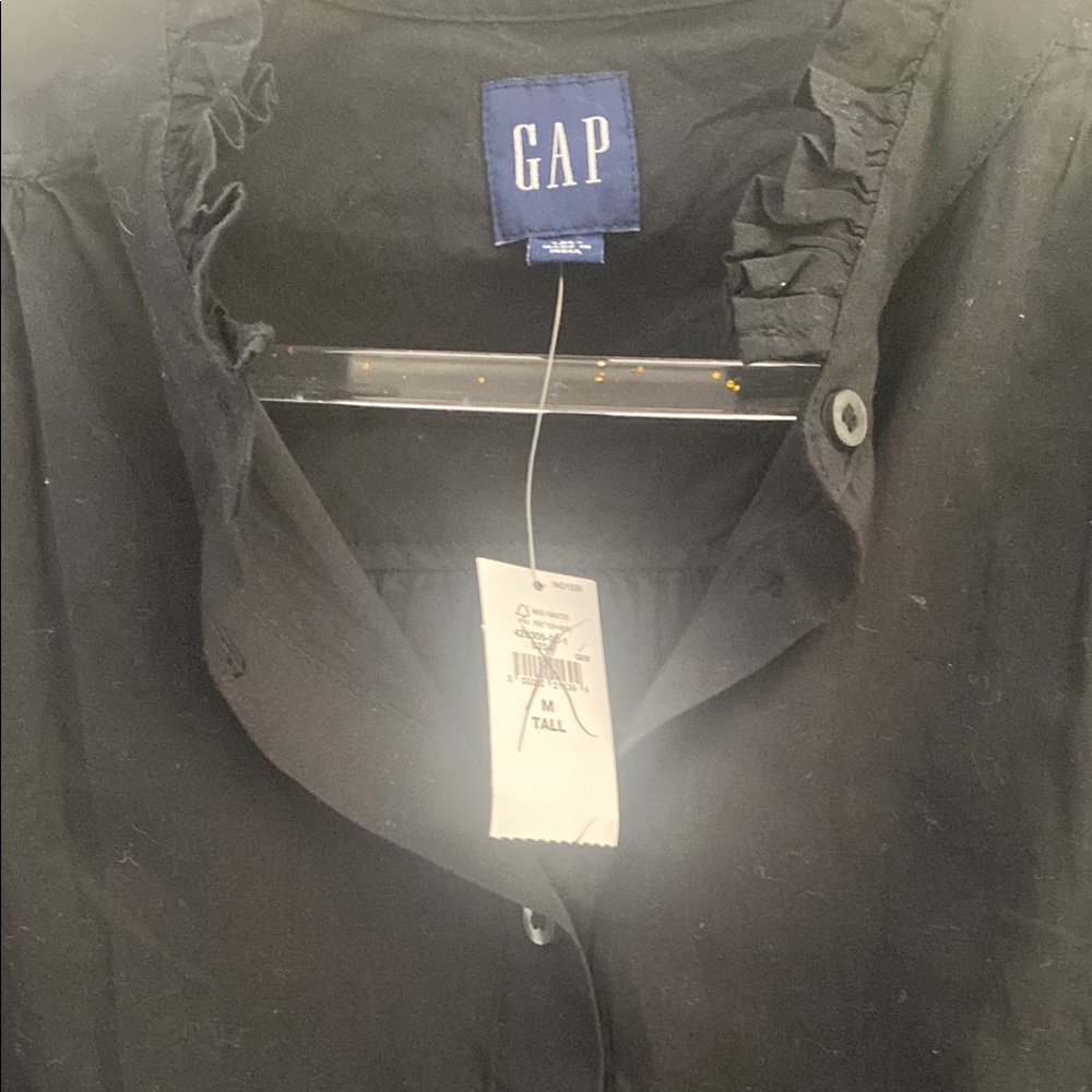 GAP Black Ruffled Button-Up Shirt